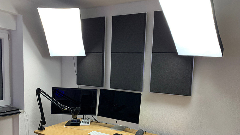 Absorbeur de son carré SMOOD dans un studio d'enregistrement