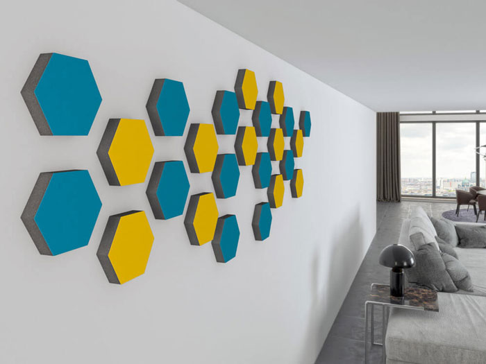 Absorbeur de bruit hexagonal avec surface en feutre acoustique (BEE)